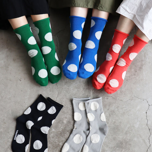 TAWARA タワラ｜デイリードット クルーソックス 靴下 レディース ドット柄 水玉 ロールアップ 締め付けない｜t41176