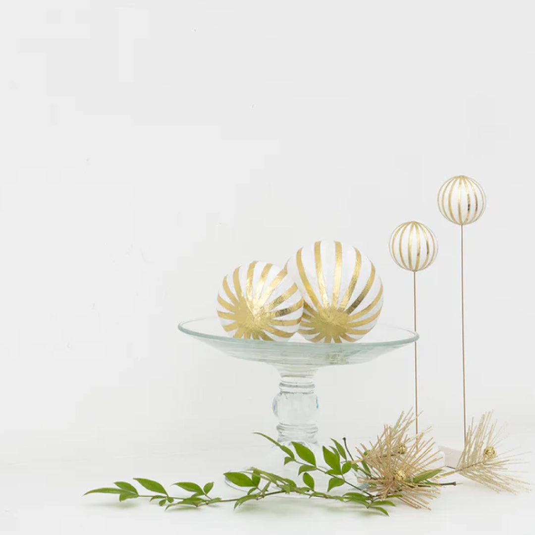 2026お正月飾りご予約商品｜medetaya modern めでたやモダン｜和紙 MARI置きかざり 金×白｜モダンな正月・クリスマス飾り｜テーブルコーディネート｜636000158