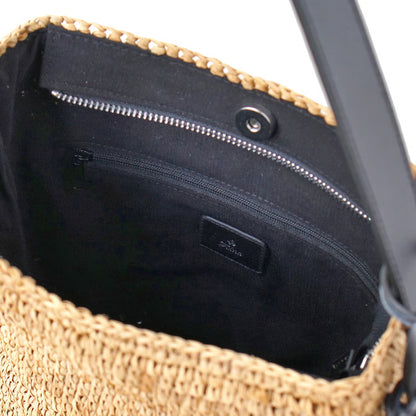 Folna フォルナ｜Raffia ラフィア カゴバッグ ワンハンドル トートバッグ 本革 レザー 経年変化 軽量 肩掛け レディース｜K765023