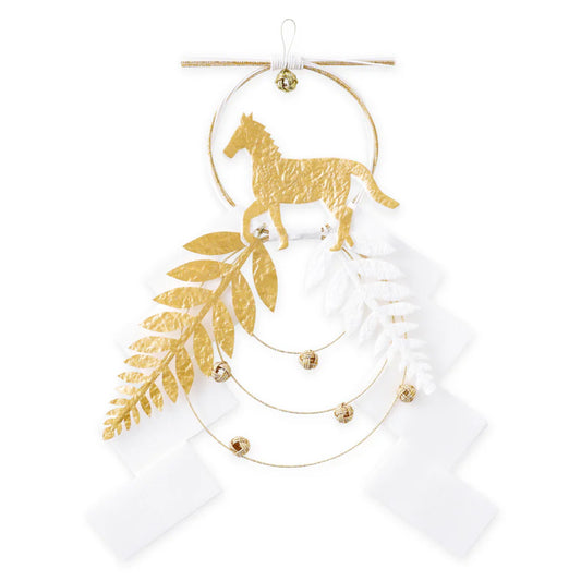 2026お正月飾りご予約商品｜medetaya modern｜干支 水引紙垂かざり 馬（金・赤）Lサイズ 豪華なモダンしめ飾り・玄関飾り A4サイズ｜636000177、636000178