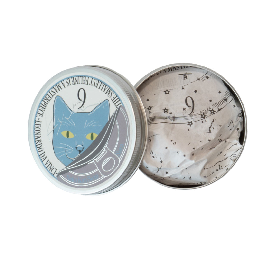 9.kyuu キュウ｜ネコ缶SOAP〜好奇心のある刺激的なネコ〜 数秘No.5《Sora》｜数秘で選ぶ！全身使える日本製オールインワン石鹸