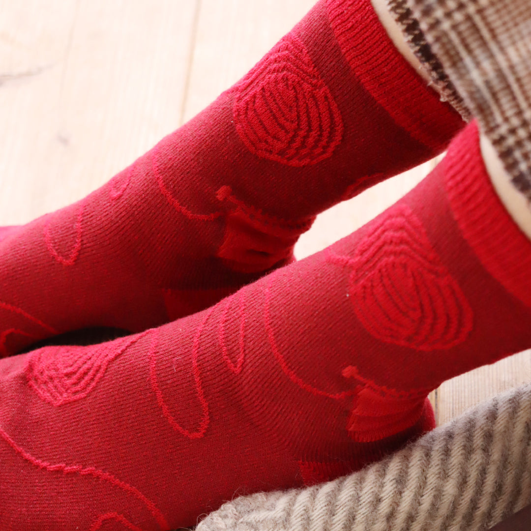 KIVISDOU きびす堂｜2足組 ウール混クルーソックス｜立体的な編み物柄で足元を彩るデザイン靴下｜k41046