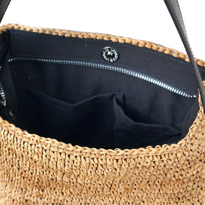 Folna フォルナ｜Raffia ラフィア カゴバッグ ワンハンドル トートバッグ 本革 レザー 経年変化 軽量 肩掛け レディース｜K765023