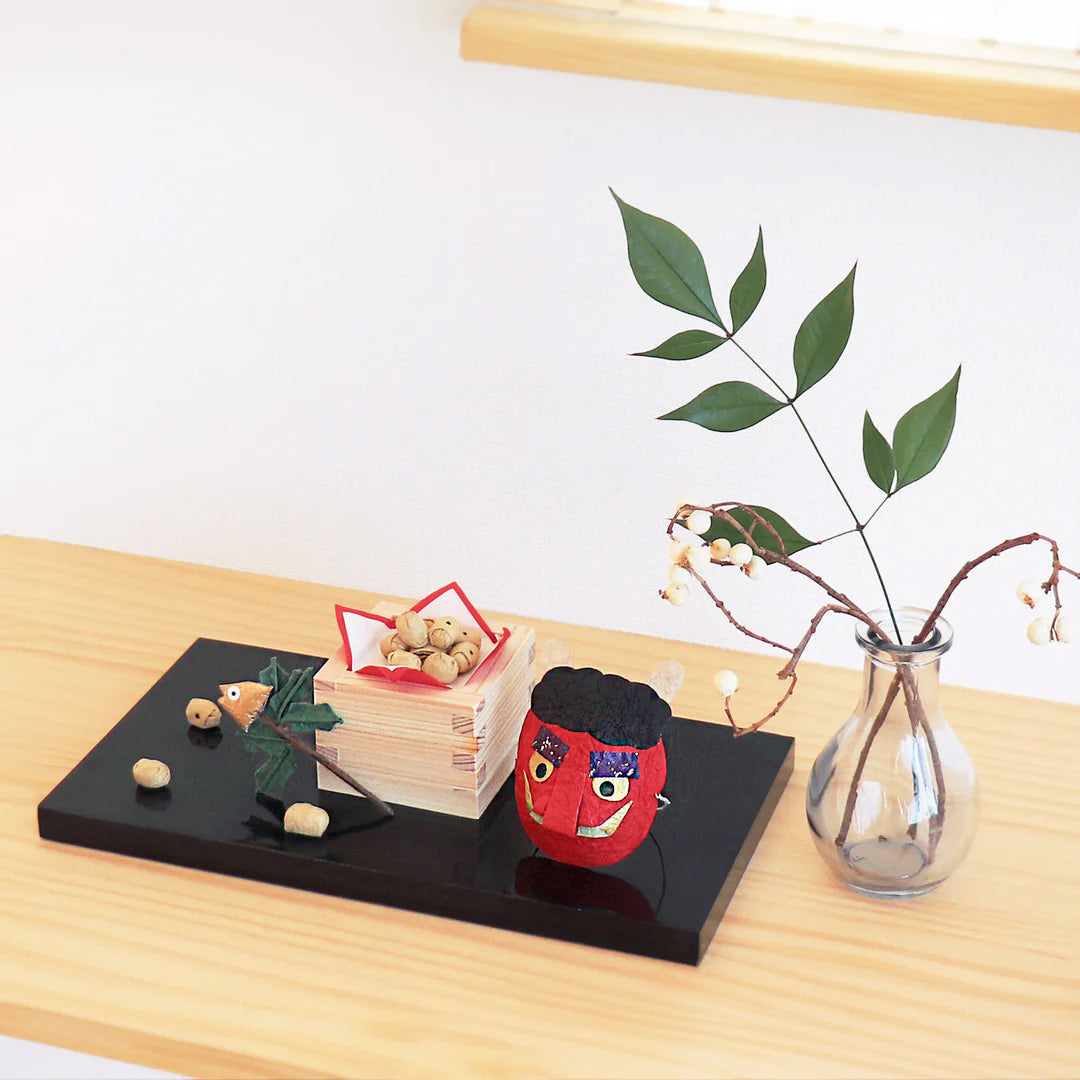 medetaya めでたや｜めでたや遊び 鬼と豆｜節分 飾り 和紙 豆まき 厄除け 縁起物 ミニチュア 鬼のお面 置物｜631000456