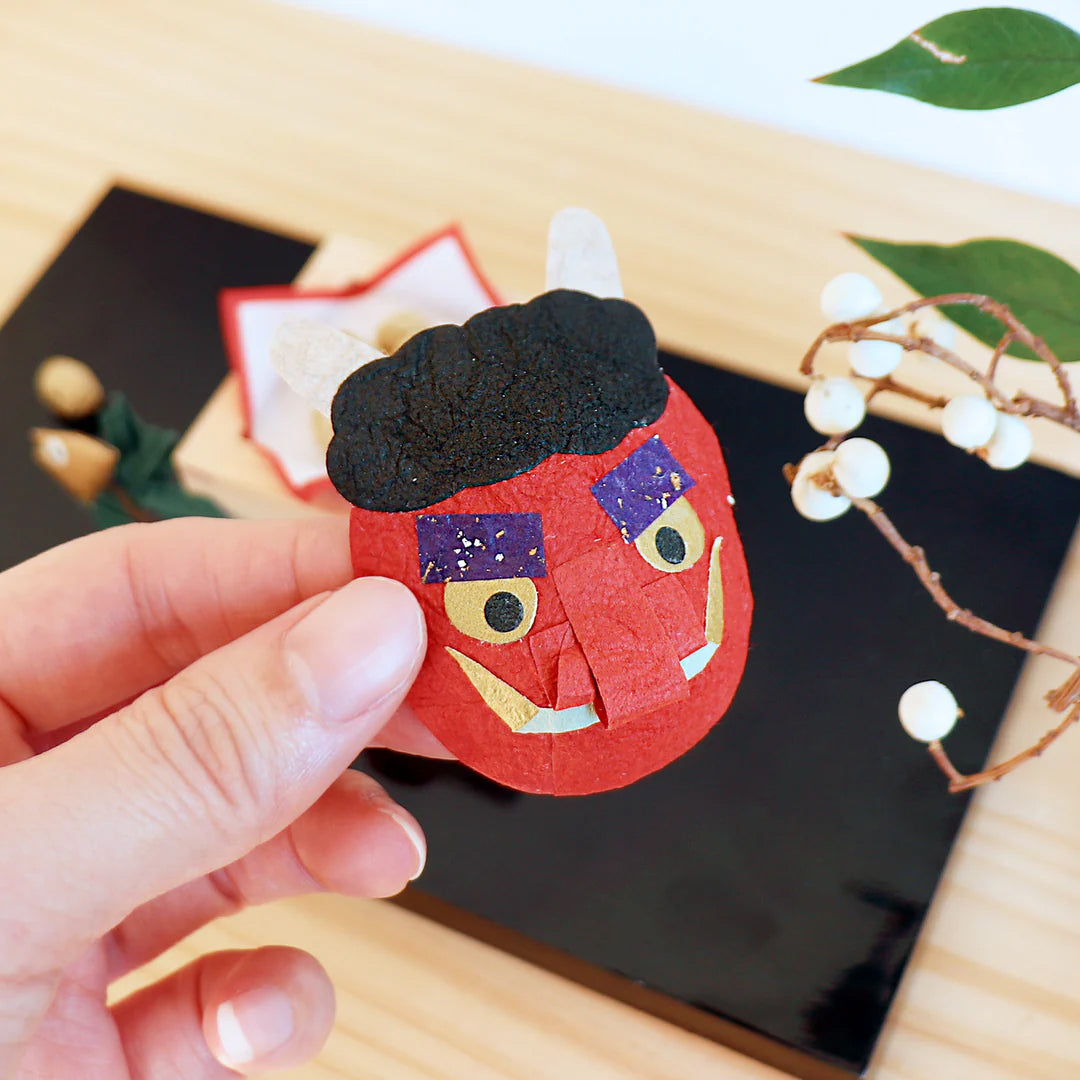 medetaya めでたや｜めでたや遊び 鬼と豆｜節分 飾り 和紙 豆まき 厄除け 縁起物 ミニチュア 鬼のお面 置物｜631000456