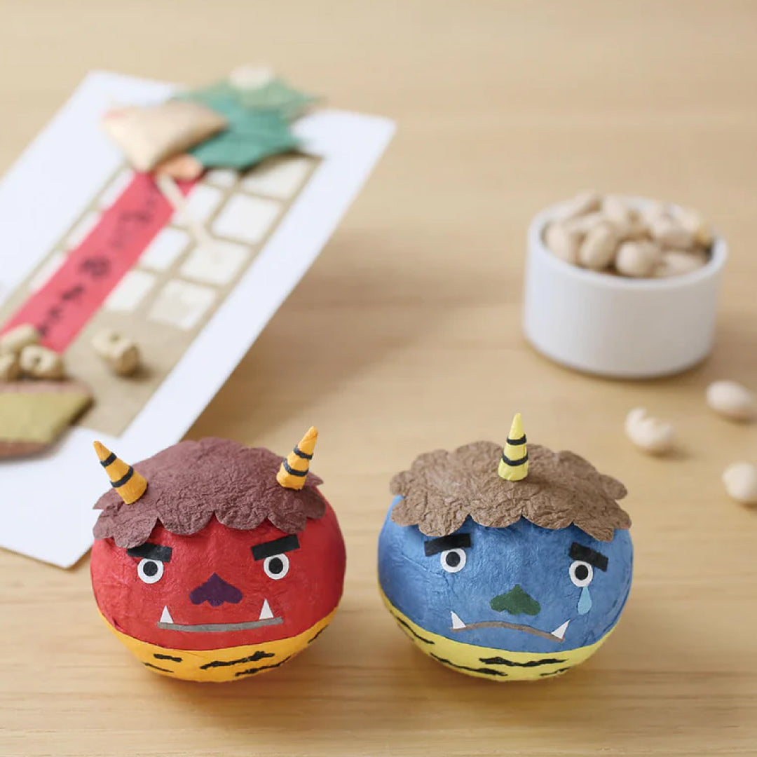 medetaya めでたや｜和紙手まり 赤鬼・青鬼｜節分 豆まき 飾り 魔除け 鈴入り 縁起物 手作り 置物｜634500112