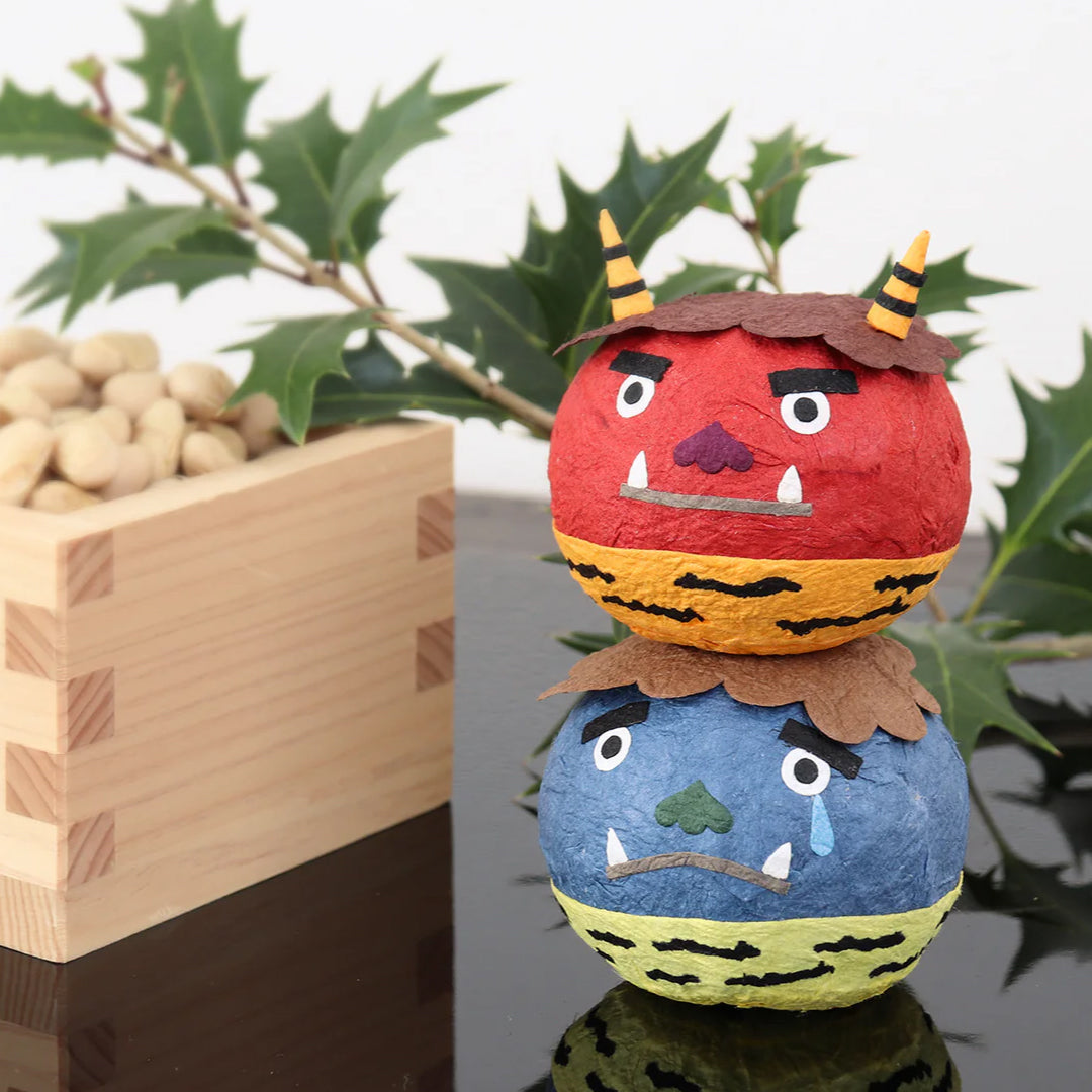 medetaya めでたや｜和紙手まり 赤鬼・青鬼｜節分 豆まき 飾り 魔除け 鈴入り 縁起物 手作り 置物｜634500112