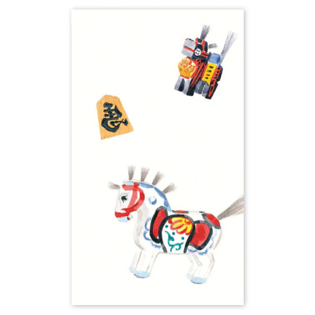 2026お正月飾りご予約商品｜めでたやぽち袋 干支 午（うま）｜お年玉袋 和紙 ミニ封筒 3つ折り 紅白 切り絵 日本製