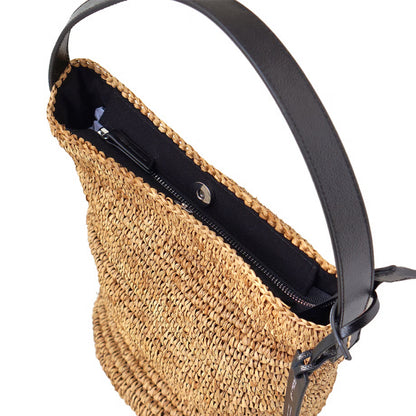 Folna フォルナ｜Raffia ラフィア カゴバッグ ワンハンドル トートバッグ 本革 レザー 経年変化 軽量 肩掛け レディース｜K765023