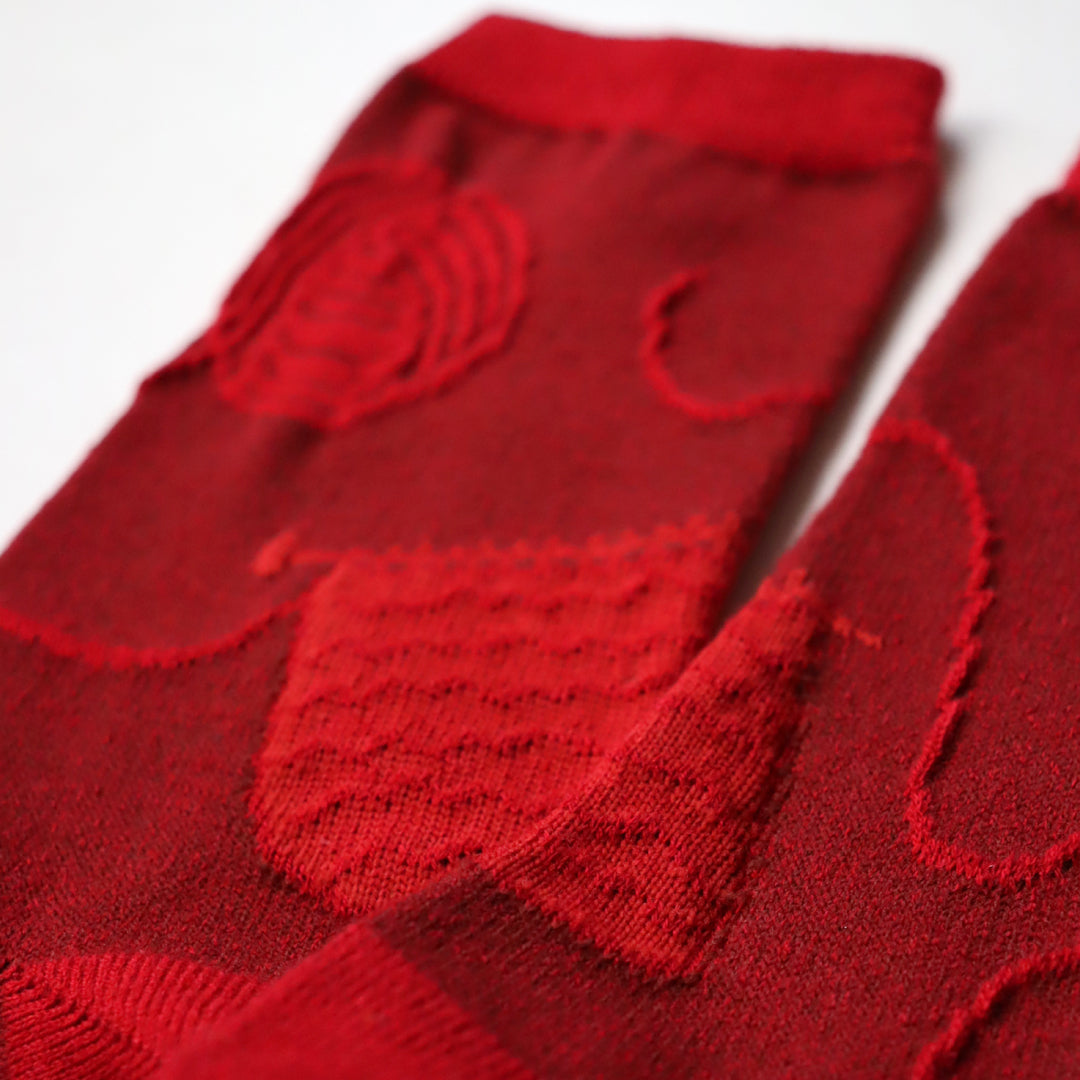 KIVISDOU きびす堂｜2足組 ウール混クルーソックス｜立体的な編み物柄で足元を彩るデザイン靴下｜k41046