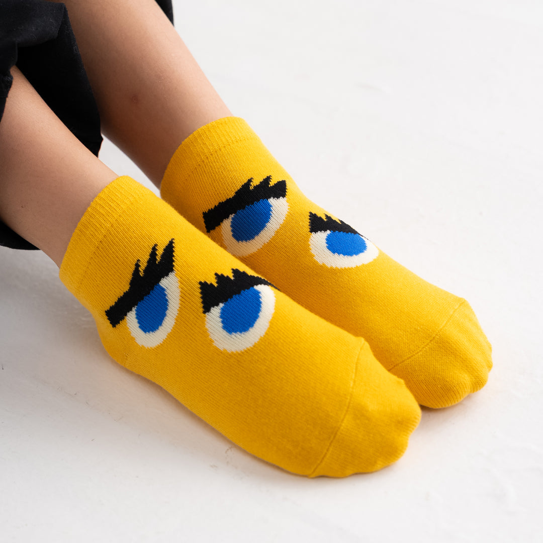 stample スタンプル｜キッズ 3足組 じーっ アンクルソックス 靴下 レディース くるぶし丈 派手色 おもしろ 個性的｜73301