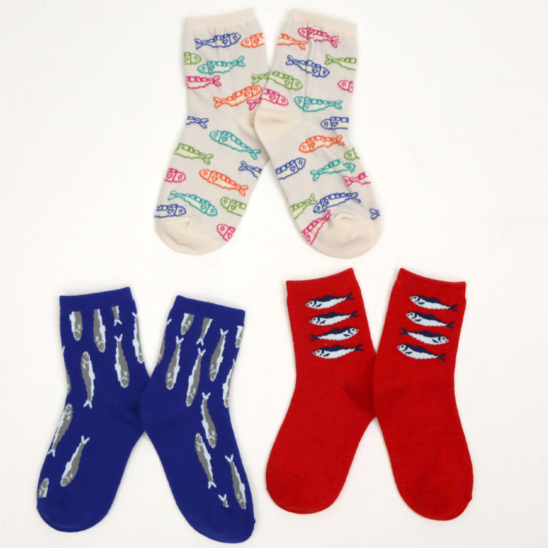 stample スタンプル｜キッズ 【3足組】 おしゃれ 小魚 ショートソックス 靴下 滑り止め 子供 ユニセックス 個性的｜73398