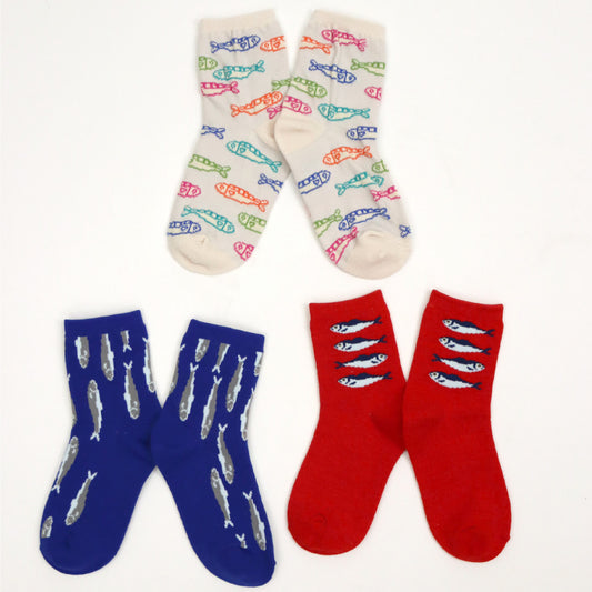 stample スタンプル｜キッズ 【3足組】 おしゃれ 小魚 ショートソックス 靴下 滑り止め 子供 ユニセックス 個性的｜73398