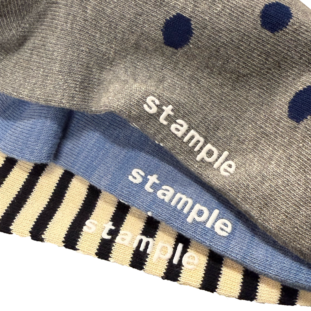 stample スタンプル ｜【キッズ】シンプル３柄クルーソックス３足組｜ドット ボーダー リブストライプ クルーソックス すべり止め 通学 秋冬｜73432