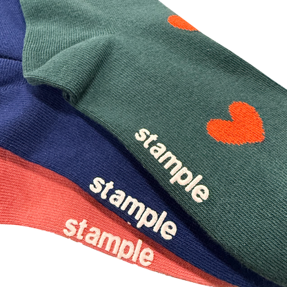 stample スタンプル ｜【キッズ】ハートクルーソックス ３足組 秋冬｜通園 通学 滑り止め付き 子供靴下｜73440