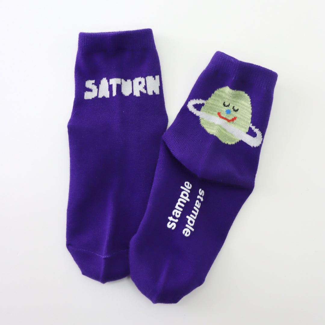 stample スタンプル ｜【キッズ】太陽系フェイスショートソックス３足組 秋冬｜履くだけで個性が光る 通学 滑り止め 子供靴下｜73445