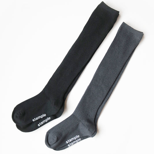 stample スタンプル｜【キッズ】ニーハイソックス2足組 靴下 撚り杢細リブ 16cm〜24cm おしゃれ 子供 女の子｜72285