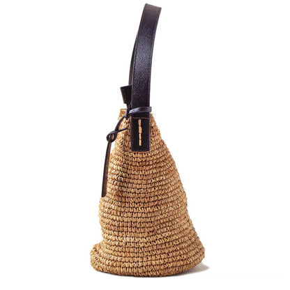 Folna フォルナ｜Raffia ラフィア カゴバッグ ワンハンドル トートバッグ 本革 レザー 経年変化 軽量 肩掛け レディース｜K765023