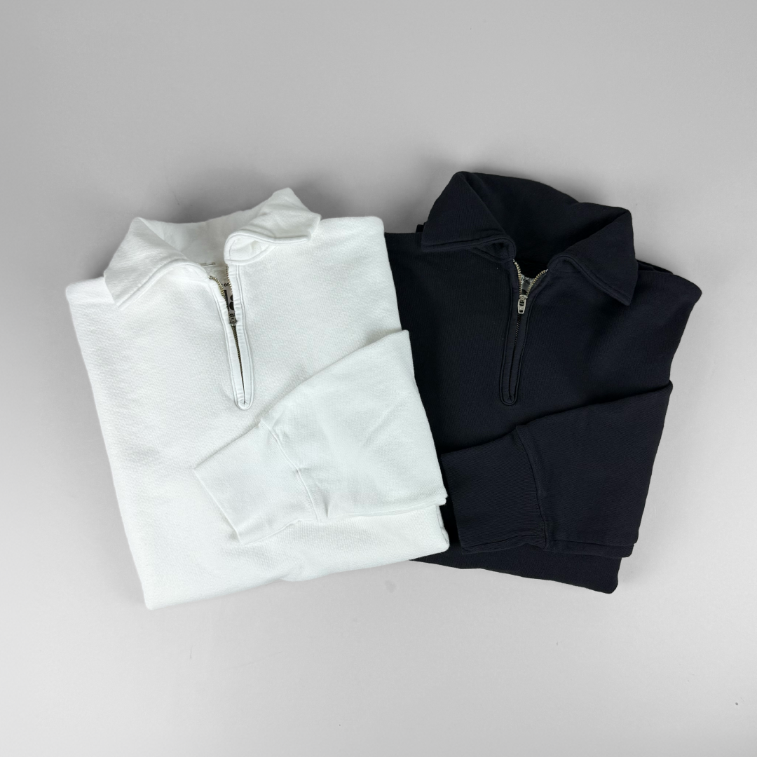 necessary or unnecessary ネセサリーオアアンネセサリー｜ HOT MAC ZIP ハーフジップ裏起毛スウェット｜シンプル 暖かい 秋冬の防寒 ジャケットのインナーとして  ユニセックス N.O.UN 日本製｜90012385