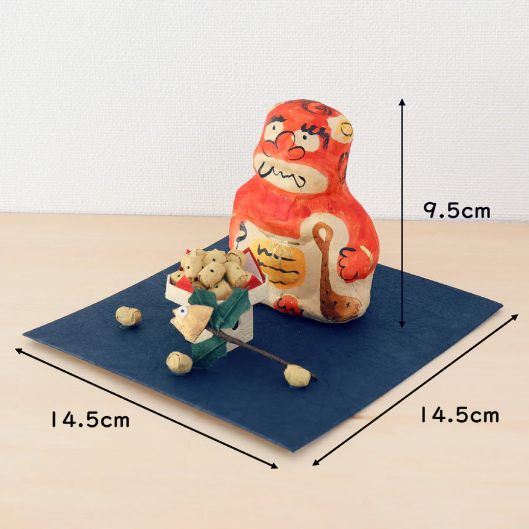 medetaya めでたや｜張り子 節分 赤鬼｜飾り 和紙 人形 豆まき 厄除け 縁起物 三方 柊鰯 置物｜903260005