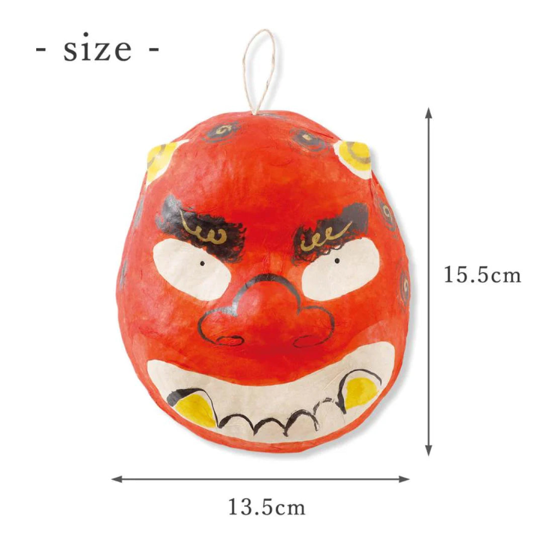 medetaya めでたや｜張り子 鬼面 小サイズ｜赤鬼 節分 飾り お面 和紙 厄除け 縁起物 置物 壁掛け 日本伝統｜903260007