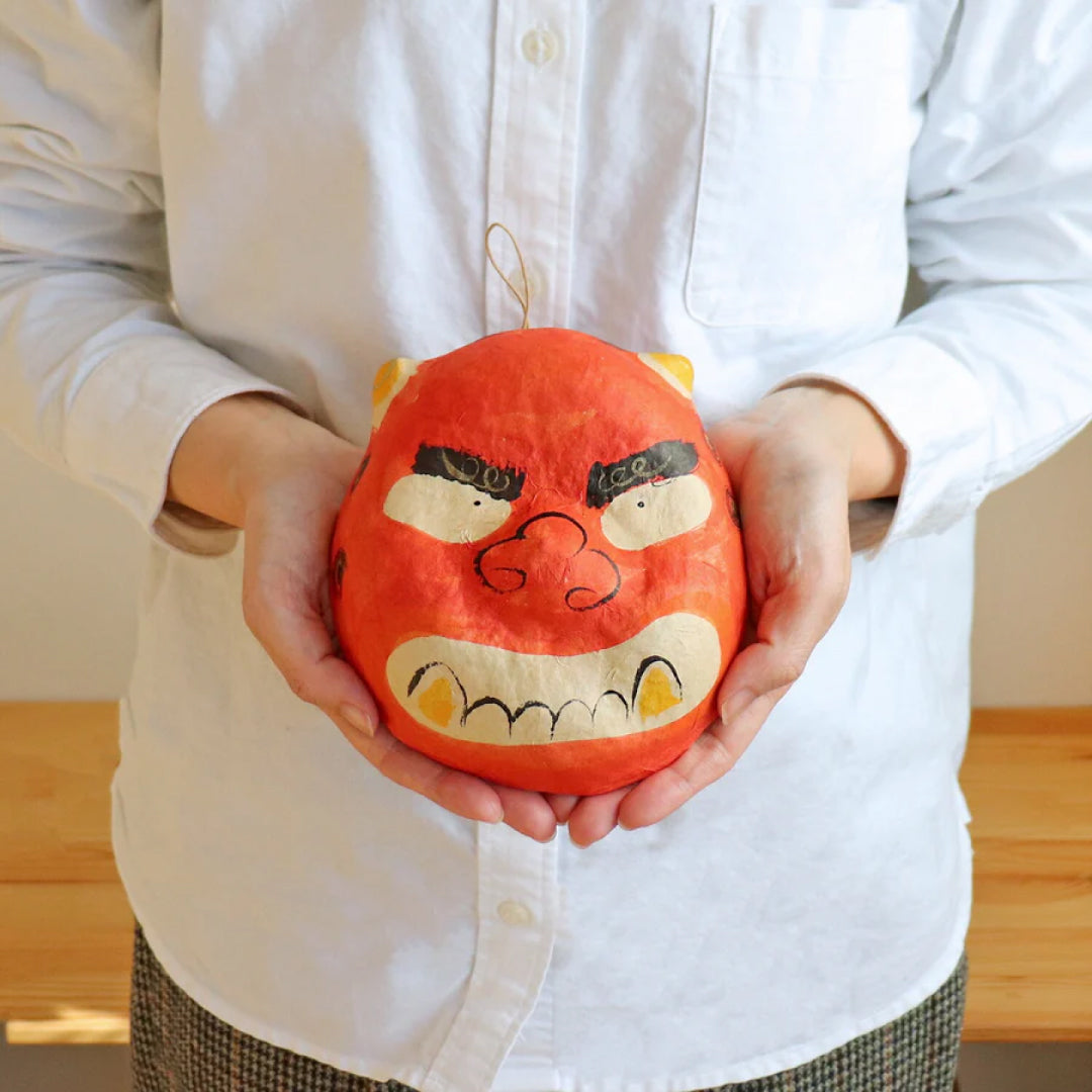 medetaya めでたや｜張り子 鬼面 小サイズ｜赤鬼 節分 飾り お面 和紙 厄除け 縁起物 置物 壁掛け 日本伝統｜903260007