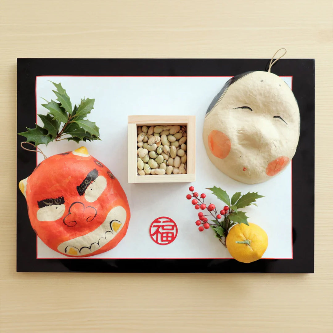 medetaya めでたや｜張り子 鬼面 小サイズ｜赤鬼 節分 飾り お面 和紙 厄除け 縁起物 置物 壁掛け 日本伝統｜903260007