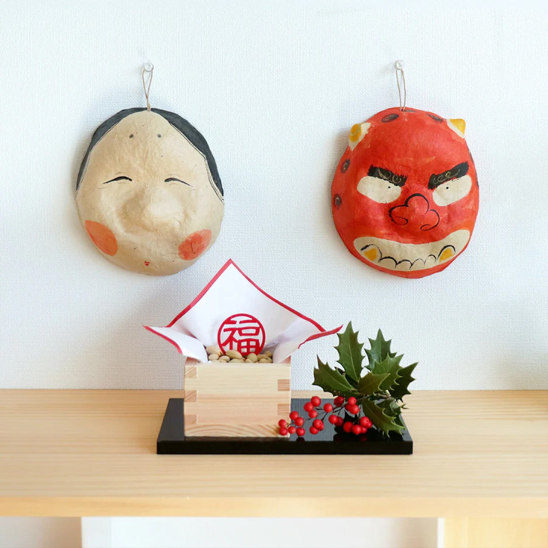 medetaya めでたや｜張り子 鬼面 小サイズ｜赤鬼 節分 飾り お面 和紙 厄除け 縁起物 置物 壁掛け 日本伝統｜903260007
