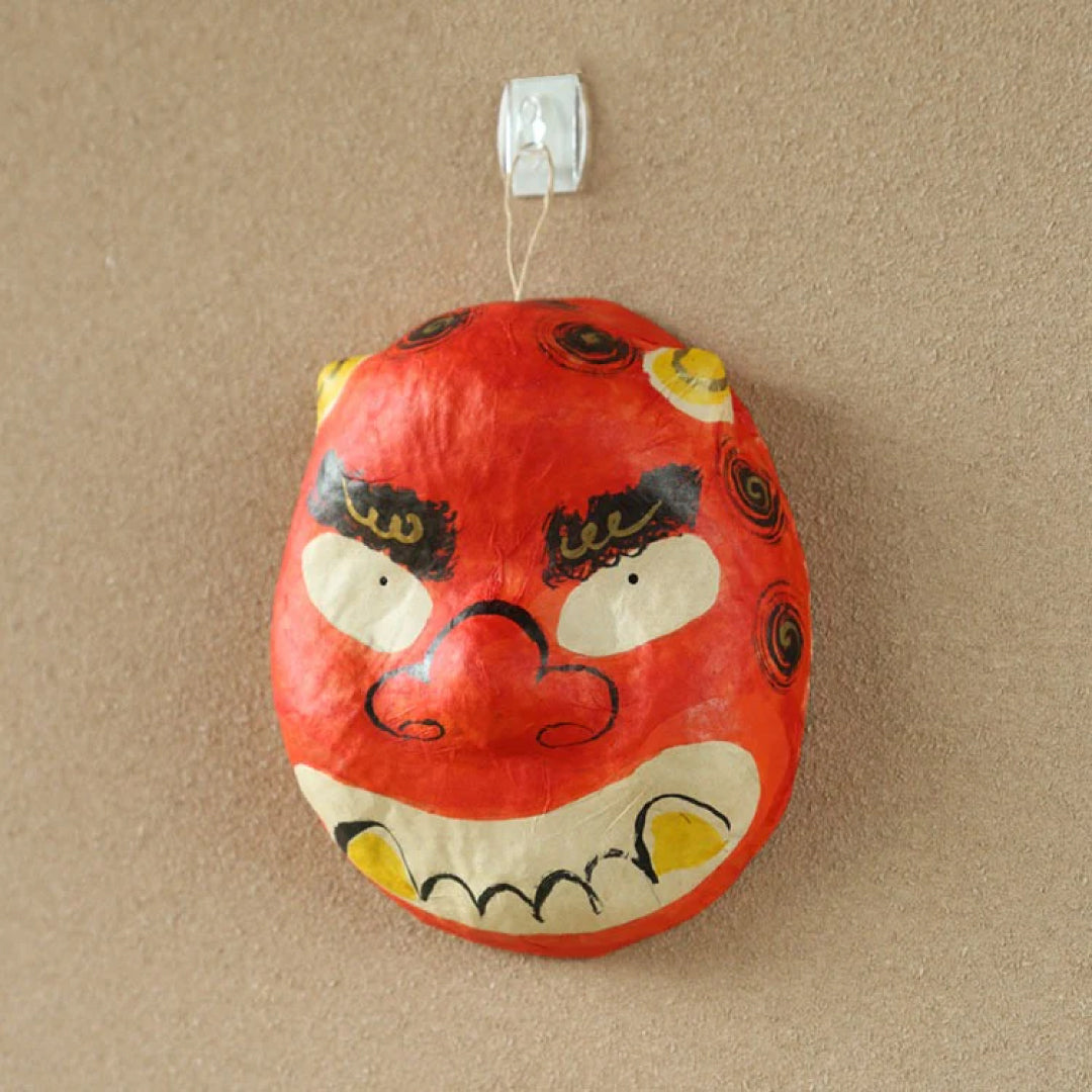 medetaya めでたや｜張り子 鬼面 小サイズ｜赤鬼 節分 飾り お面 和紙 厄除け 縁起物 置物 壁掛け 日本伝統｜903260007