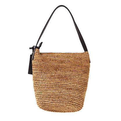 Folna フォルナ｜Raffia ラフィア カゴバッグ ワンハンドル トートバッグ 本革 レザー 経年変化 軽量 肩掛け レディース｜K765023