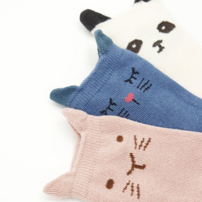 stample スタンプル｜【キッズ】耳付きアニマル園児 アンクルソックス３足組  自分で履けた！を叶えるキッズ靴下 通園  滑り止め付き 秋冬｜73156