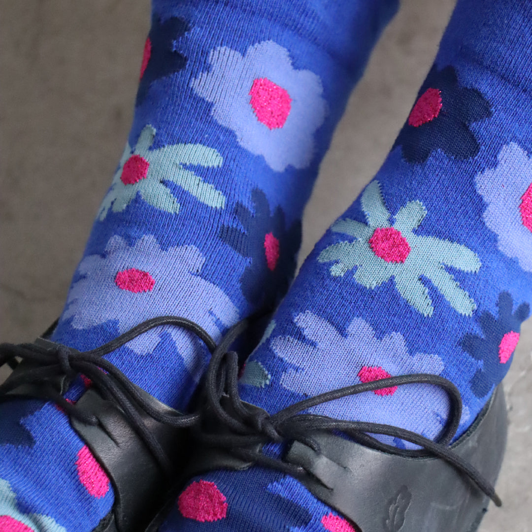 KIVISDOU きびす堂｜【2足組】フラワーガーデン ショートソックス 靴下 レディース 花柄 ラメ糸 ギフト｜K31147