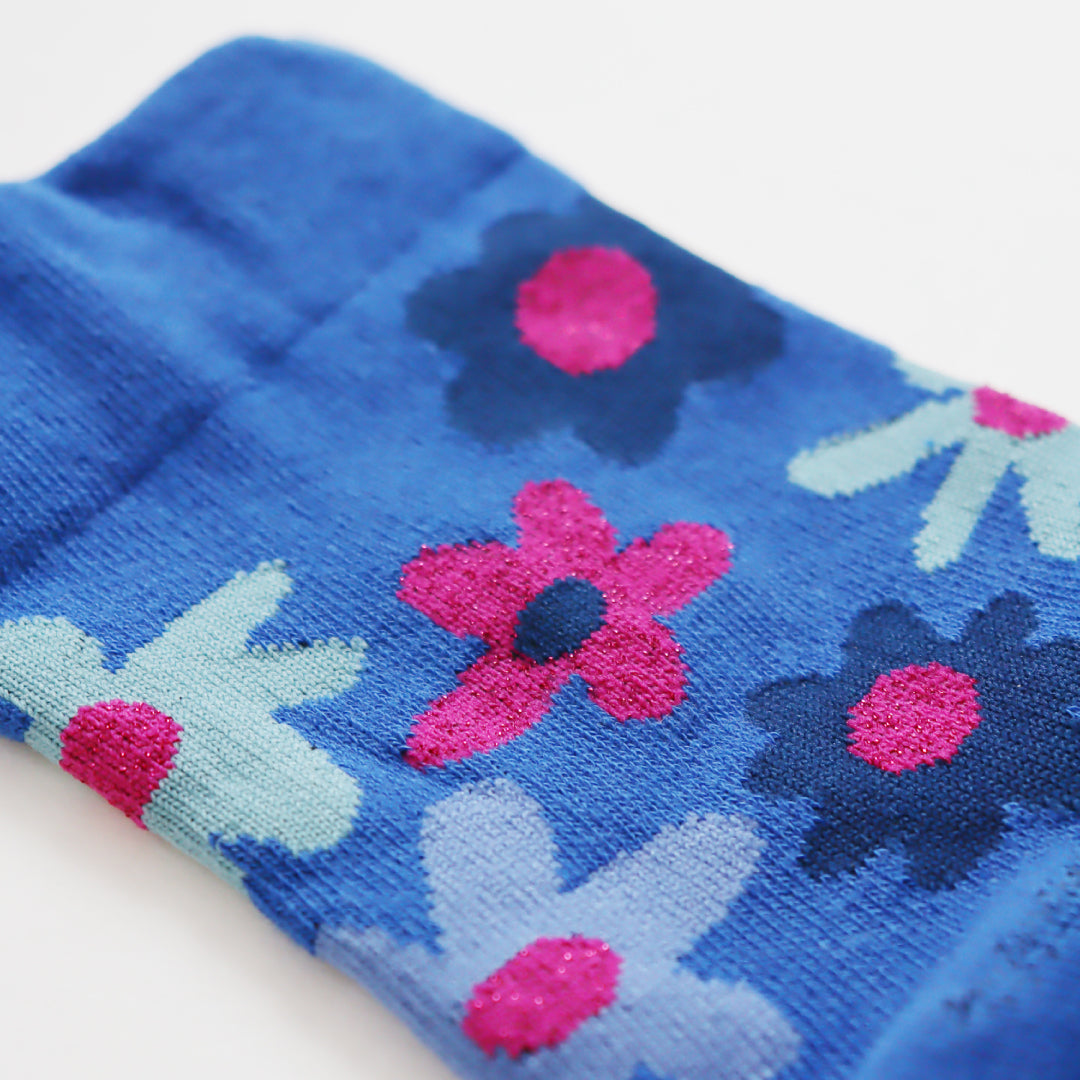 KIVISDOU きびす堂｜【2足組】フラワーガーデン ショートソックス 靴下 レディース 花柄 ラメ糸 ギフト｜K31147