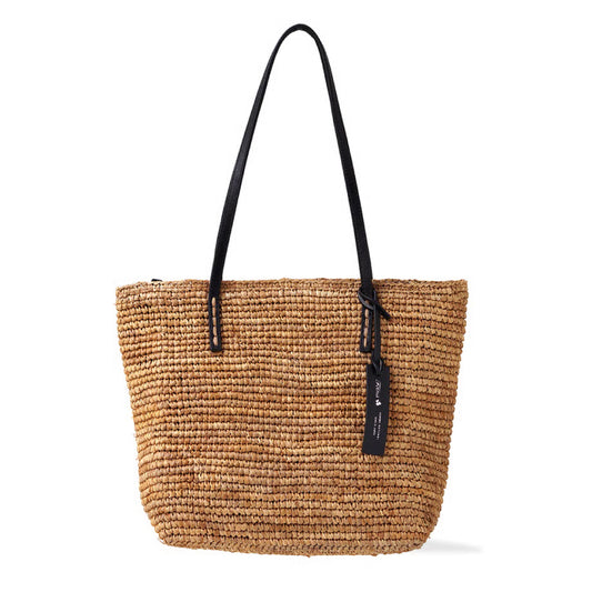 Folna フォルナ｜Raffia ラフィア カゴトートバッグ レザーハンドル B5サイズ収納可 本革 経年変化 レディース｜K765024