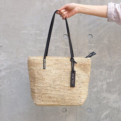 Folna フォルナ｜Raffia ラフィア カゴトートバッグ レザーハンドル B5サイズ収納可 本革 経年変化 レディース｜K765024