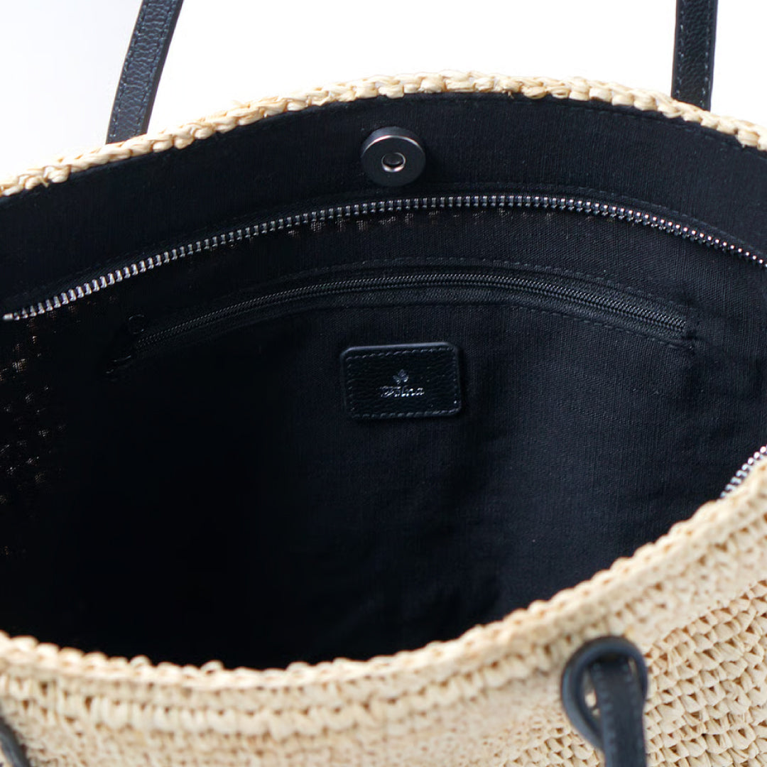 Folna フォルナ｜Raffia ラフィア カゴトートバッグ レザーハンドル B5サイズ収納可 本革 経年変化 レディース｜K765024