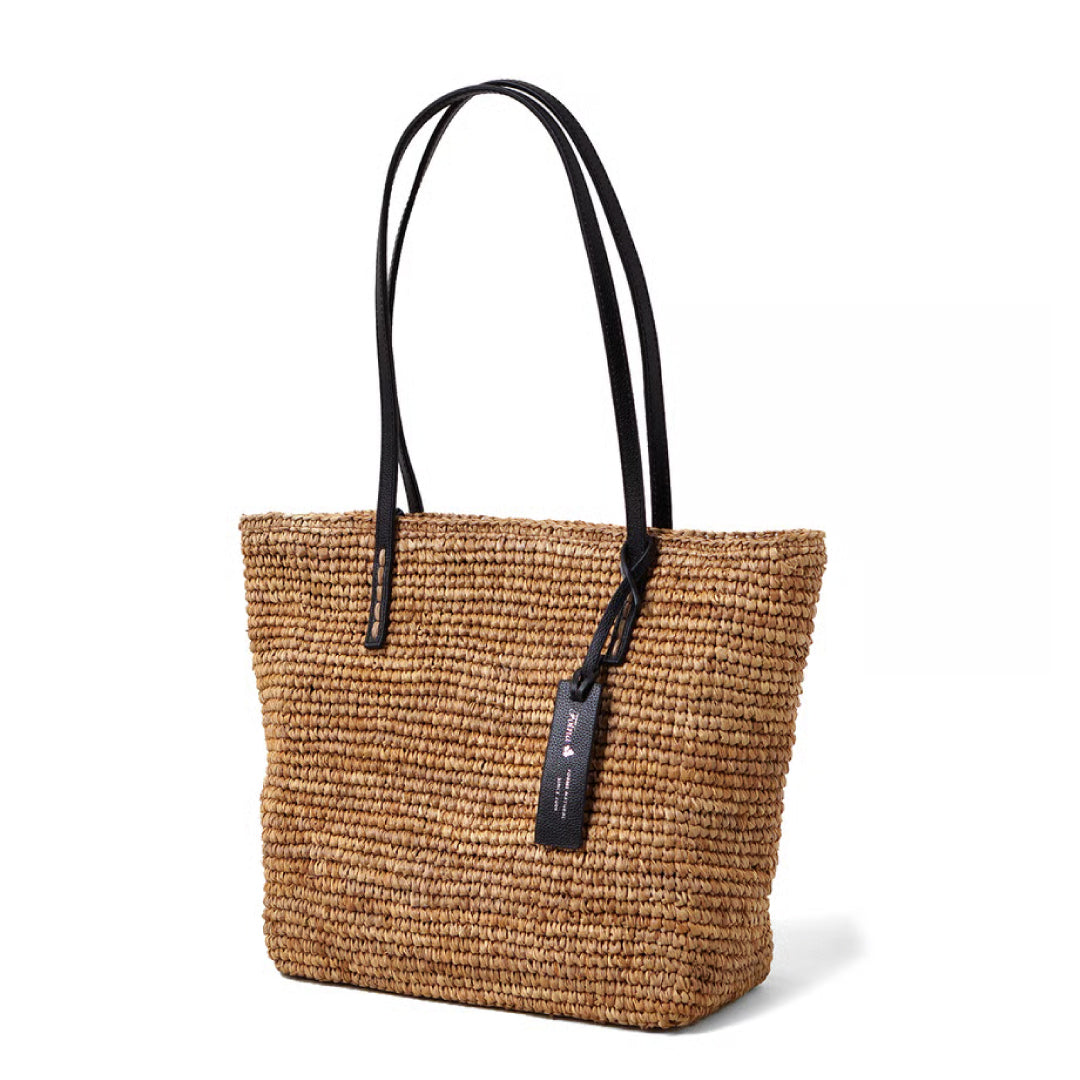 Folna フォルナ｜Raffia ラフィア カゴトートバッグ レザーハンドル B5サイズ収納可 本革 経年変化 レディース｜K765024