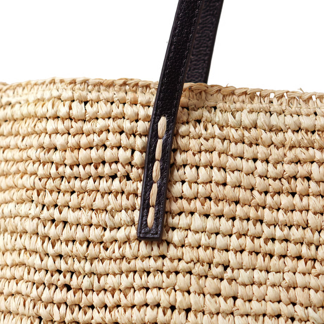 Folna フォルナ｜Raffia ラフィア カゴトートバッグ レザーハンドル B5サイズ収納可 本革 経年変化 レディース｜K765024