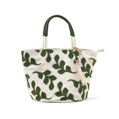 Folna  フォルナ｜サガラ刺繍 マルシェトートバッグ レディース 軽量 ヌメ革チャーム付 バイカラーデザインのハンドル 収納力｜K765110