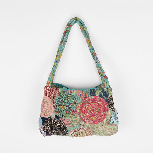 the shop ザショップ｜ロリポップバッグ アップリケ 三つ編み  ハンドメイドバッグ インド綿｜8909207262476