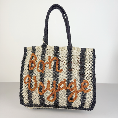 THE JACKSONS ジャクソンズ｜トートバッグ BARRY BON BOYAGE ジュート ストライプ 丈夫 ハンドメイド ロンドン｜BARRY-BK