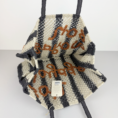 THE JACKSONS ジャクソンズ｜トートバッグ BARRY BON BOYAGE ジュート ストライプ 丈夫 ハンドメイド ロンドン｜BARRY-BK