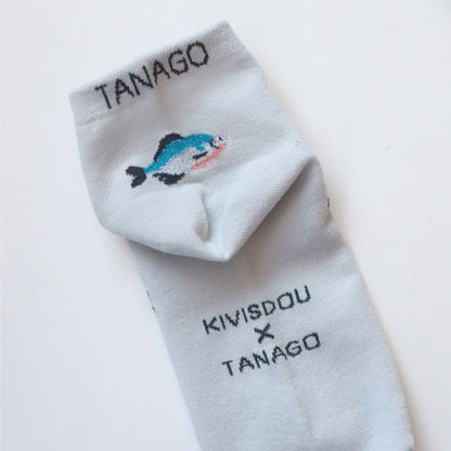 KIVISDOU きびす堂｜【２足組】オイカワ＆タナゴ 魚柄アンクルソックス レディース靴下  ラメ 個性的 春夏 キビスドウ｜K21107