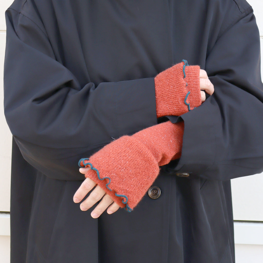 KIVISDOU きびす堂｜チューリップフリル ハンドウォーマー ｜ラメ入り 指なし手袋 スマホ操作も楽々！チクチクしないあったか防寒グッズ｜k61092