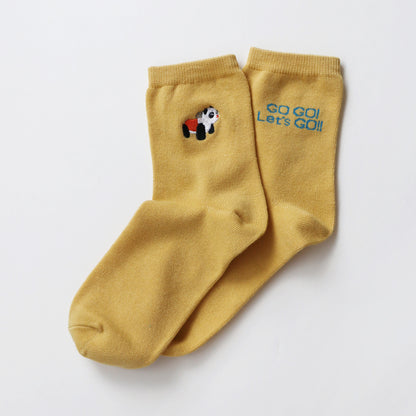 KIVISDOU きびす堂｜【2足組】GOGO!パンダカー 刺繍 ショートソックス レディース 靴下 セット レトロ アニマル 春夏｜k31135