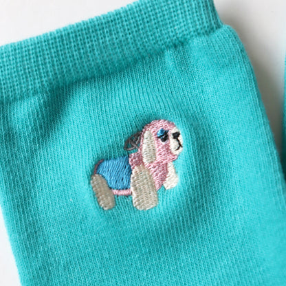 KIVISDOU きびす堂｜【2足組】GOGO!パンダカー 刺繍 ショートソックス レディース 靴下 セット レトロ アニマル 春夏｜k31135