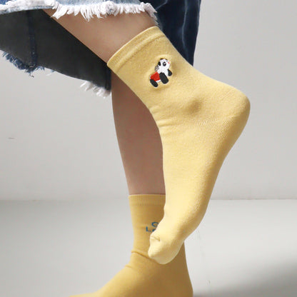 KIVISDOU きびす堂｜【2足組】GOGO!パンダカー 刺繍 ショートソックス レディース 靴下 セット レトロ アニマル 春夏｜k31135