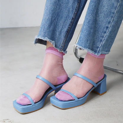 KIVISDOU きびす堂｜【２足組】フローズンシロップショートソックス レディース靴下 メッシュソックス ラメ 春夏 キビスドウ｜K31155
