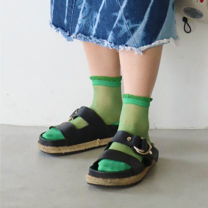 KIVISDOU きびす堂｜【２足組】フローズンシロップショートソックス レディース靴下 メッシュソックス ラメ 春夏 キビスドウ｜K31155
