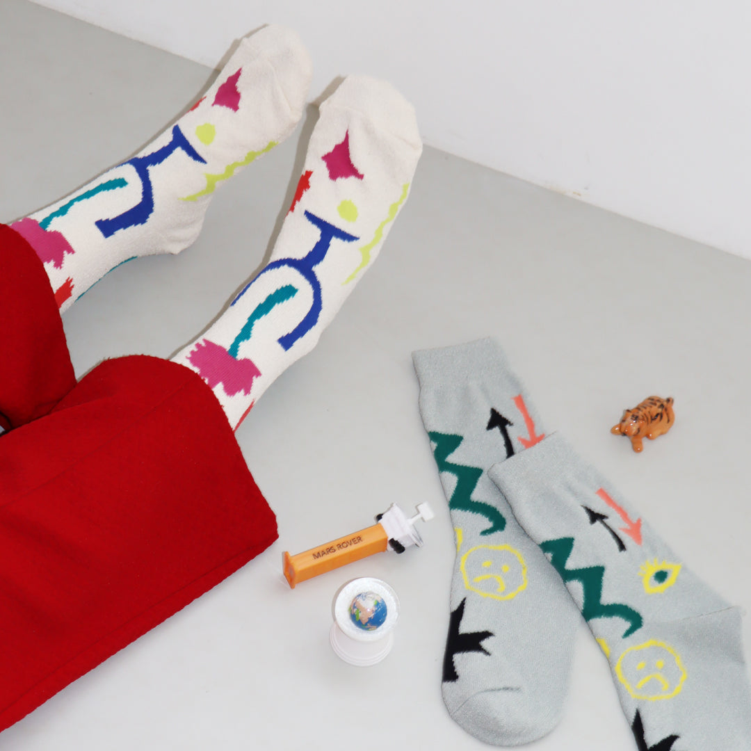 KIVISDOU きびす堂｜【2足組】TOYクルーソックス レディース 靴下 おもちゃ柄 ブークレ糸 ギフト｜k41162